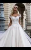 Lace tulle princess ball gown lace A-Line wedding dress..