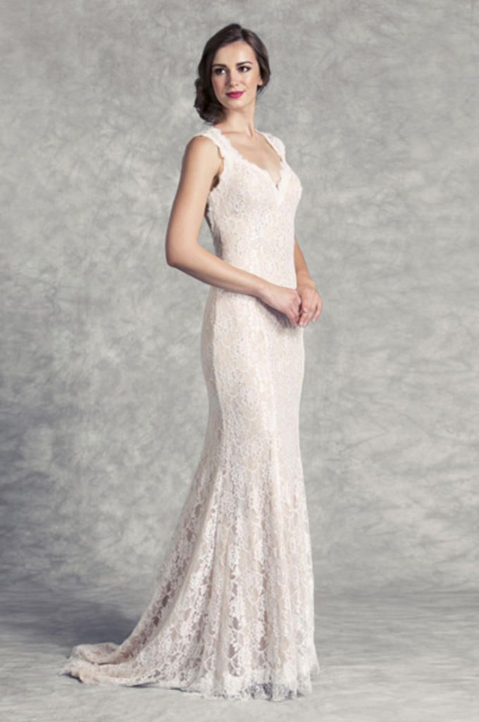 Fit and Flare Lace Wedding Dress with Keyhole Bela Bridal Fit and Flare Lace Wedding Dress with Keyhole Bela Bridal