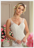 Designer lace satin tulle wedding dress