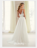 Designer lace satin tulle wedding dress..