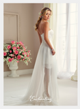 Designer lace satin tulle wedding dress..