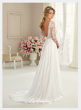 Designer lace satin tulle wedding dress..