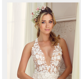 Designer lace satin tulle wedding dress..