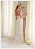 Designer lace satin tulle wedding dress..