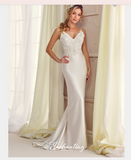 Designer lace satin tulle wedding dress..