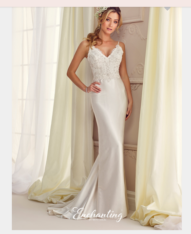 Designer lace satin tulle wedding dress..