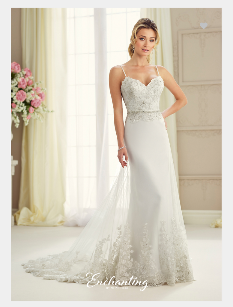 Designer lace satin tulle wedding dress..