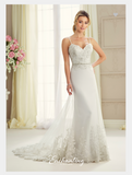 Designer lace satin tulle wedding dress..