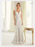 Designer lace satin tulle wedding dress..