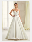Designer lace satin tulle wedding dress..