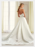 Designer lace satin tulle wedding dress..