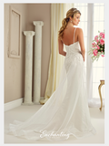 Designer lace satin tulle wedding dress..
