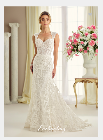 Designer lace satin tulle wedding dress..