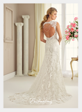 Designer lace satin tulle wedding dress..