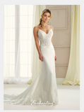 Designer lace satin tulle wedding dress..