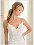 Designer lace satin tulle wedding dress..