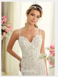 Designer lace satin tulle wedding dress..