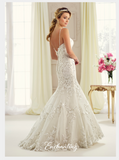 Designer lace satin tulle wedding dress..