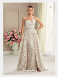 Designer lace satin tulle wedding dress..