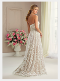 Designer lace satin tulle wedding dress..
