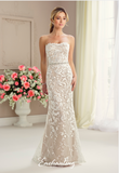 Designer lace satin tulle wedding dress..