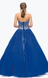 Quinceanera, sweet 16, engagement ball gown dress royal blue