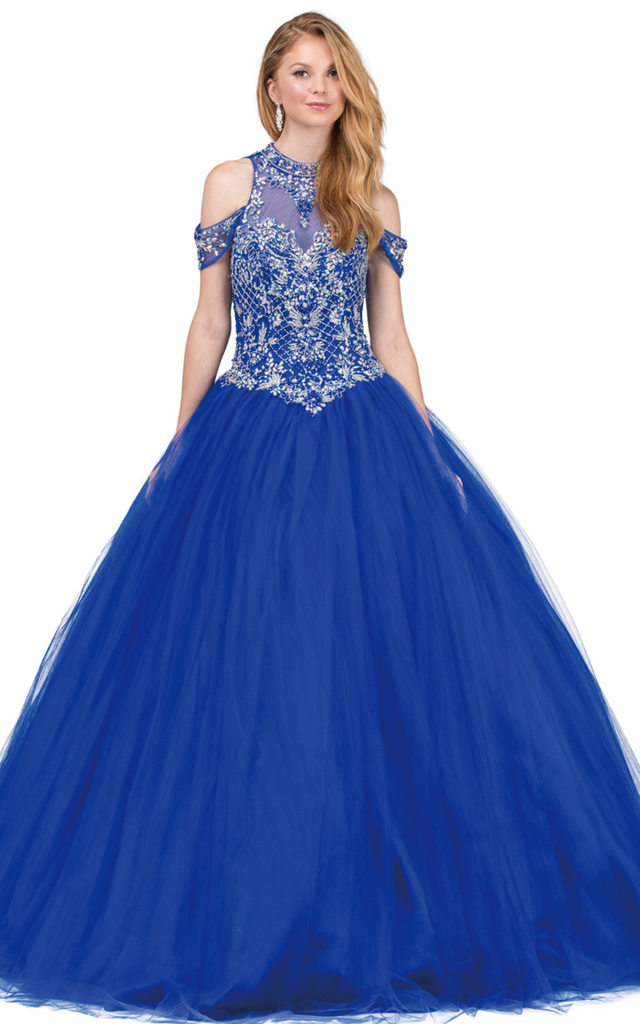 Quinceanera, sweet 16, engagement ball gown dress royal blue
