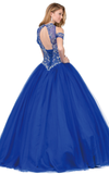 Quinceanera, sweet 16, engagement ball gown dress royal blue
