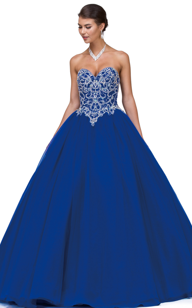 Quinceanera, sweet 16, engagement ball gown dress royal blue