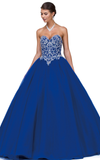 Quinceanera, sweet 16, engagement ball gown dress royal blue