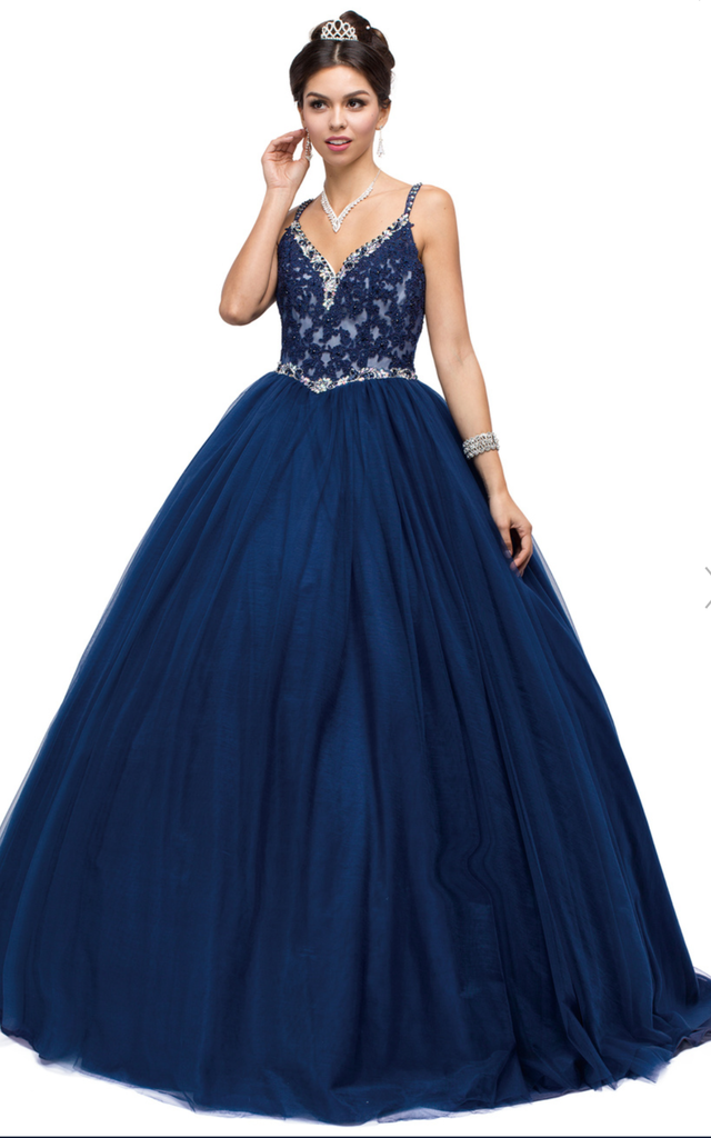 Quinceanera, sweet 16, engagement ball gown dress royal blue