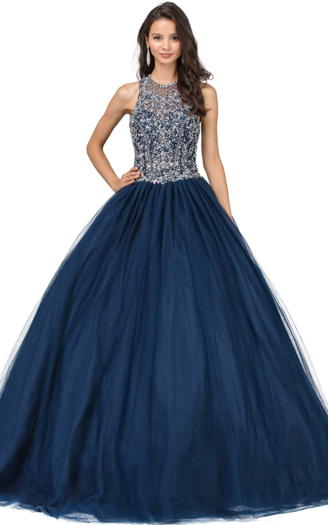 Quinceanera, sweet 16, engagement ball gown dress royal blue