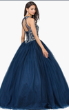 Quinceanera, sweet 16, engagement ball gown dress royal blue