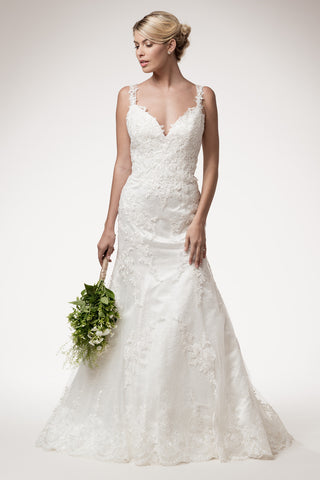 Wedding dress lace A-line ball gown SHORT SLEEVE, SWEETHEART NECK, TRUMPET