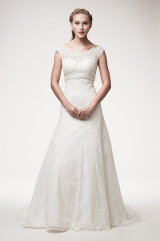 Wedding dress lace A-line ball gown SHORT SLEEVE, EMPIRE WAIST