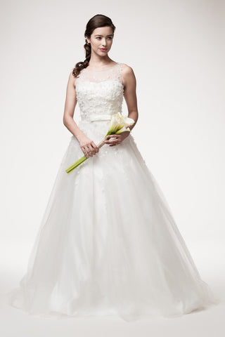 Wedding dress lace A-line ball gown SLEEVELESS, BATEAU NECK, A-LINE