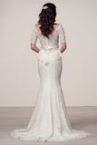 Wedding dress lace 3/4 SLEEVE, BATEAU NECK, MERMAID