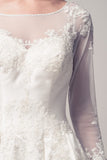 Wedding dress lace BATEAU NECK, LONG SLEEVE, A-LINE