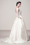 Wedding dress lace BATEAU NECK, LONG SLEEVE, A-LINE