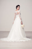 Wedding dress lace BATEAU NECK, LONG SLEEVE, A-LINE