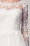 Wedding dress lace BATEAU NECK, LONG SLEEVE, A-LINE