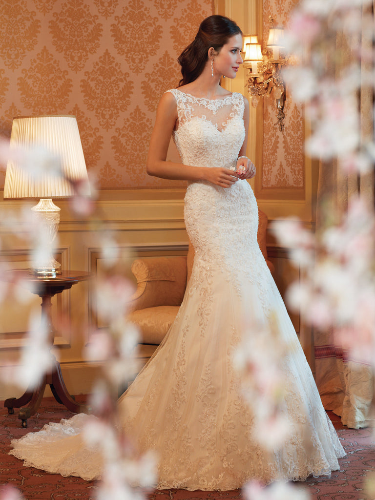 Sophia Tolli Lace Sleeveless Trumpet Wedding Dress