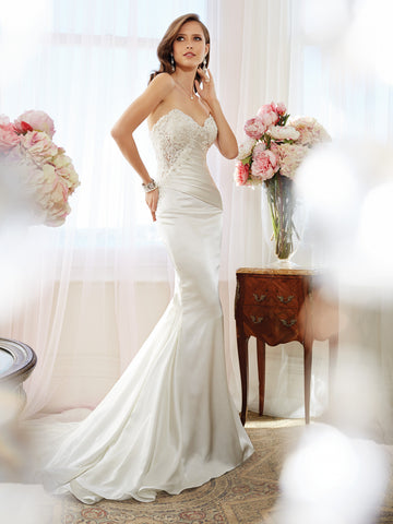 Sophia Tolli Wedding Dress satin lace mermaid trumpet with strapless sweetheart neckline gown