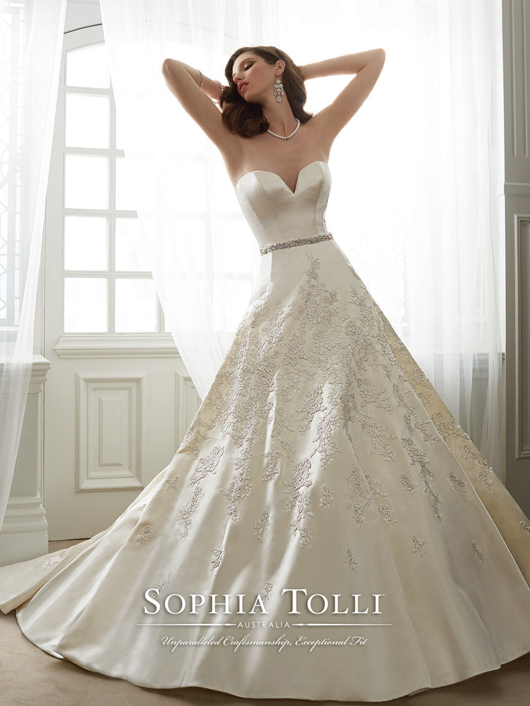 Sophia Tolli Wedding Dress satin lace, A-line ball gown Bela Bridal Sophia Tolli Wedding Dress satin lace, A-line ball gown Bela Bridal