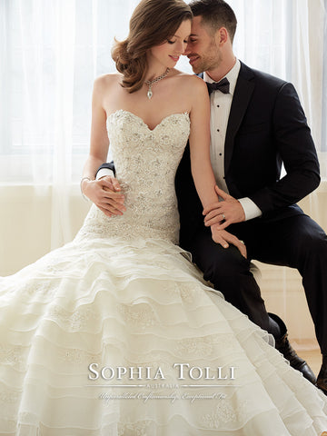 Sophia Tolli Wedding Dress satin lace mermaid trumpet ball gown