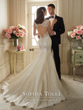 Sophia Tolli Off-the-Sholder Satin Mermaid Wedding Gown