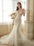 Sophia Tolli Off the Sholder Tulle allover Lace Trumpet Wedding Gown