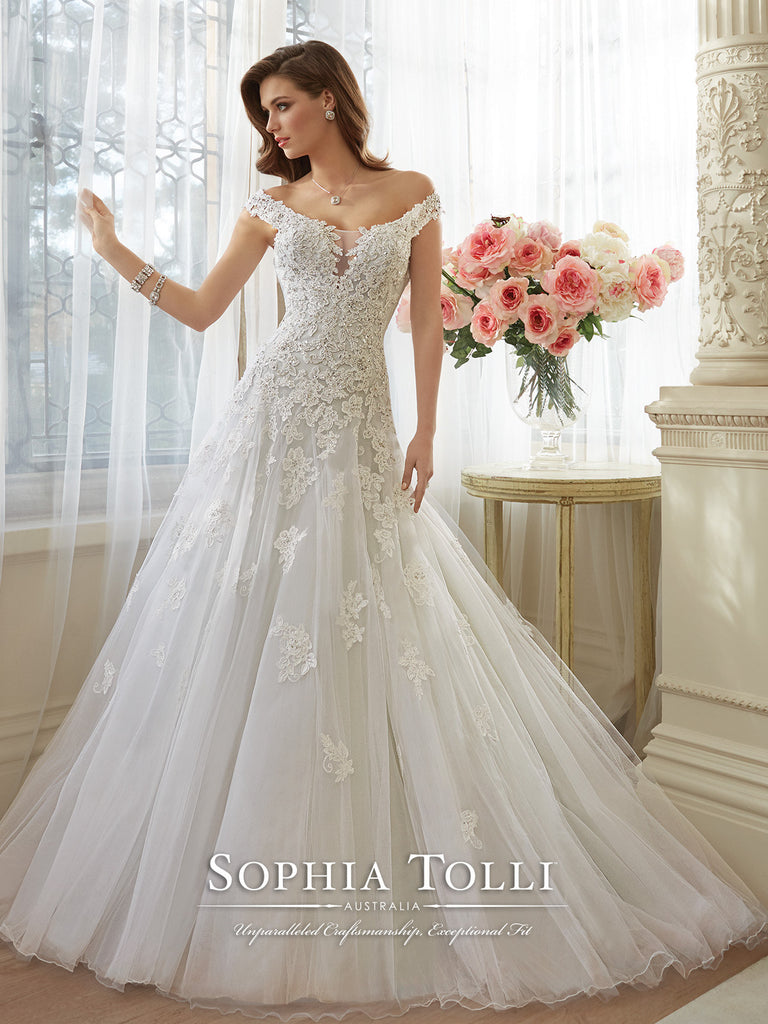 Sophia Tolli Wedding Dress satin lace mermaid trumpet ball gown Bela Bridal Sophia Tolli Wedding Dress satin lace mermaid trumpet ball gown Bela Bridal