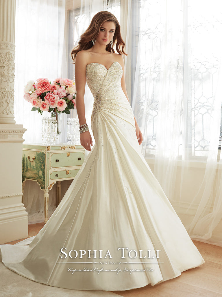 Sophia Tolli Wedding Dress satin lace mermaid trumpet gown