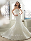 Sophia Tolli Wedding Dress satin lace mermaid trumpet  gown